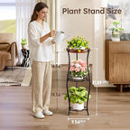 Homsorout Plant Stand Indoor Outdoor - 3 Tier 32" Tall Metal Plant Shelf with Bird Bath, Rustproof Stable Flower Pot Holder for Planter Corner Garden Balcony Patio, Black