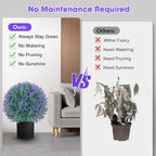 25.6" Artificial Lavender Topiary Ball Plants, 2 Pack Faux Bushes with Spike – UV Resistant & Fade Resistant Artificial Shrubs, Spring Artificial Plants for Indoor Outdoor Front Porch Garden