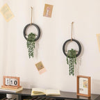 Boho Wall Decor, 2Pcs Fake Hanging Plants Artificial Succulents, Indoor Hanging Planter Greenery Decor, Perfect for Bathroom Living Room Bedroom Office Washroom, Faux Succulent Wall Floating Plants