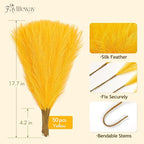 50PCS Pampas Grass Decor, 17" Yellow Pompas Grass, Fluffy Small Pampas Grass for Vase Filler Home Wedding Wall Table Party Decoration