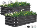 3 in 1 Galvanized Raised Garden Bed - 4x2x1ft (2Packs) Modular Planter Box Outdoor | Metal Raised Bed Kit with Bracing Rods for Gardening Vegetables Flowers Fruits Herbs (Gray)
