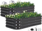 3 in 1 Galvanized Raised Garden Bed - 4x2x1ft (2Packs) Modular Planter Box Outdoor | Metal Raised Bed Kit with Bracing Rods for Gardening Vegetables Flowers Fruits Herbs (Gray)