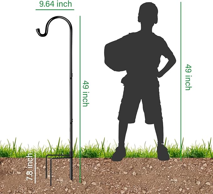 GOFORWILD Shepherd Hooks 6 Pack Adjustable, 49 inches Tall, Premium Metal Garden Hook for Outdoor, Hanging Plant, Solar Lights, Lanterns, Bird Feeders, and Wedding Decor, 7013-3