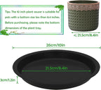 12 Pack 10 Inch Round Plant Saucers for Less 8 Inch Pot Indoors Outdoors Plant Trays for Pots Planter Saucer Plastic Drip Tray Planter Water Tray (Black, 10"(12pcs))