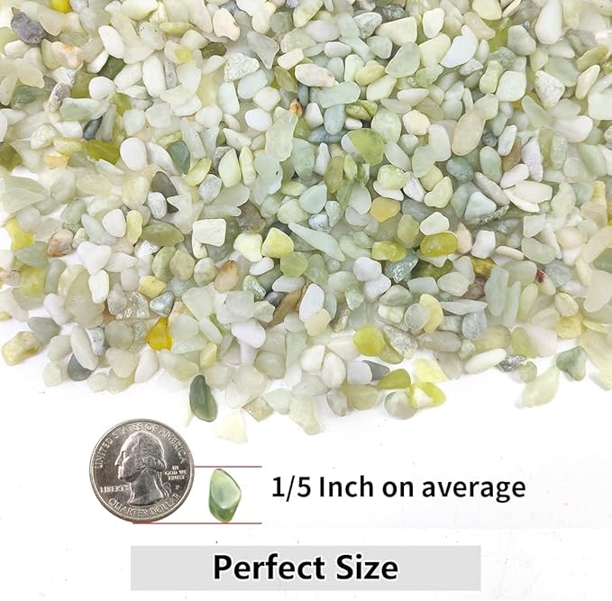 YISZM 2LB Succulent and Cactus Pebbles, 1/5 Inch Jade Natural Decorative Polished Stones, River Rocks for for Indoor Plants, Vases, Planters and Outdoor Gardening