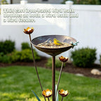 HOUYANG Diam 11.4" W x 32.3" H Cast Iron Pedestal Bird Bath, Bird Baths for Outdoors,Vintage Metal Bird Bath Garden Yard Decoration