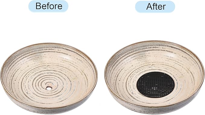 MECCANIXITY Flower Pot Hole Mesh Pad 3.3 Inch Bonsai Plant Bottom Round Plastic Soil Grid Screen Mat, Black Pack of 20