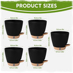 5 Pack 6 Inch Self Watering Planters for Indoor Plants, Automatic Watering Pots for Busy Plant Parents & Vacation, Decorative Modern Flower Pots with Drainage & Saucers (Black, 6 inch)