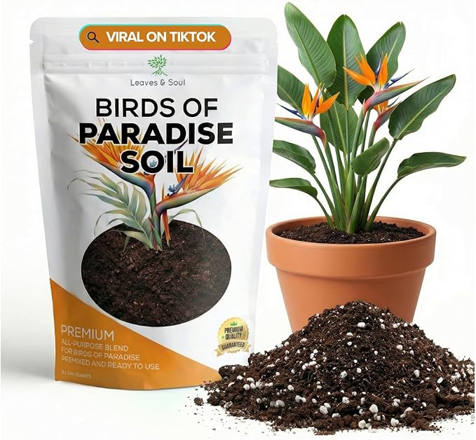 Professional Bird of Paradise Soil 8.2 Quarts Ready to Use, Premium Birds of Paradise Potting Soil for Indoor Plants, Peat Moss Coco Coir Perlite Dolomite, Well Draining Soil Made in USA