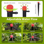 100 pcs Drip Emitters for 1/4" Drip Irrigation Tubing, Adjustable 360 Degree Water Flow Drippers for Drip Irrigation on 5" Arrow Stake for Garden Watering System Flower Plant