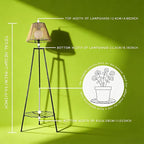 Outdoor Solar Floor Lamp, 36'' Solar Lights Outdoor Waterproof with Plant Stand, Dusk to Dawn, Warm Yellow Light, Black Metal Stand for Deck Porch Patio Garden Decor