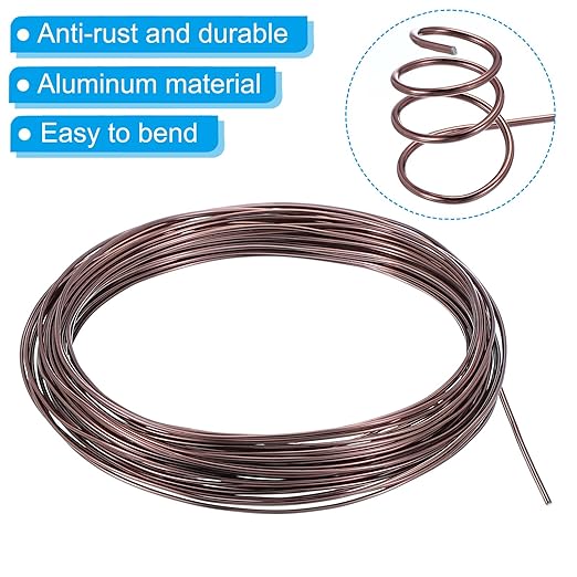 PATIKIL 1mm Bonsai Training Wire, 1 Roll Floral Wire Stems Anodized Aluminum Tree Wire 32.8 Feet Total for Gardening Branch Fixing, Brown