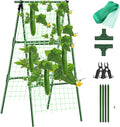 Small Size Garden Cucumber Trellis for Climbing Plants Outdoor, 47x16 inch A Frame Cucumber Trellis for Garden Raised Bed, Plant Support for Vegetable Vine Pea Bean, with Netting