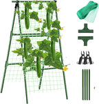 Small Size Garden Cucumber Trellis for Climbing Plants Outdoor, 47x16 inch A Frame Cucumber Trellis for Garden Raised Bed, Plant Support for Vegetable Vine Pea Bean, with Netting