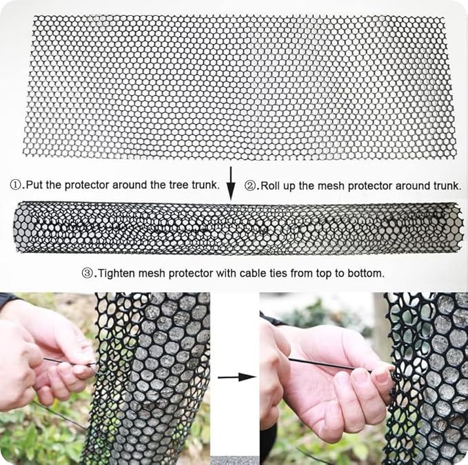 Mesh Tree Guard Trunk Protectors, Plastic Fence Rolling Flower Net Poultry Garden Fence Chicken Fence Protection for Floral Arrangements, Poultry, Animal Barrier, Gardening (White, 19.6 * 1.3 FT)