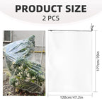 2 Pcs Large Winter Plant Cover Freeze Protection with Drawstring-47.2"’x70.8" Clear Plastic Plant Cover Bags Winter Plant Frost Bags ,Plant Shelter Coverings for Outdoor Garden Shrubs Fruit Trees