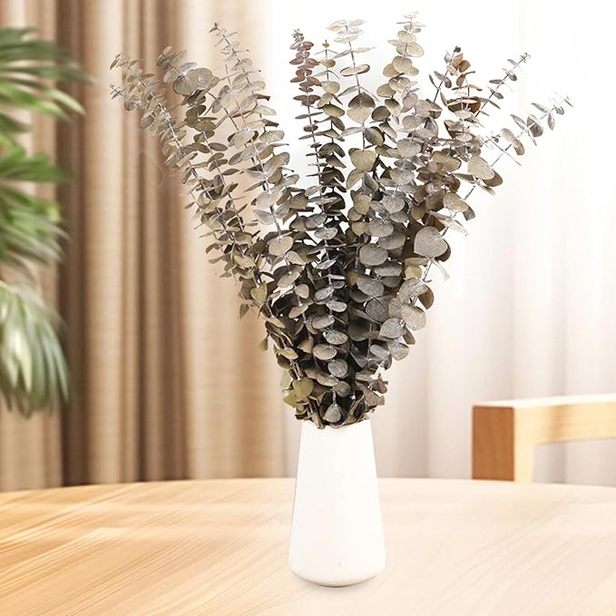 Tavkite 16 Pcs Dried Eucalyptus Stems, 17'' Natural Fresh Eucalyptus Leaves Branches Hanging for Shower, Preserved Real Plant Live for Home SPA Wall Bathroom Wedding Party Vase Decor