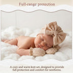 Newborn Baby Girl Hats Mittens Set Cotton Hospital Bow Hat Beanies Caps Gloves for New Born Girls 0-6 Months