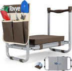 Tovve Foldable Garden Kneeler and Seat, Heavy Duty Garden Stool with 10" Wide Detachable Kneeling Pad, Portable Garden Bench Chair with Large Garden Tool Bag, Gardening Gifts for Women, Seniors, Mom