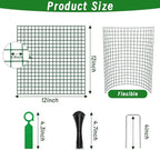 Plant Protectors from Animals - DIY Reusable Plant Cages for Outdoor Plants, Square Mesh Plant Covers Kits, 12"x12" Panels (6/18/30 Pcs) (18, Dark Green)
