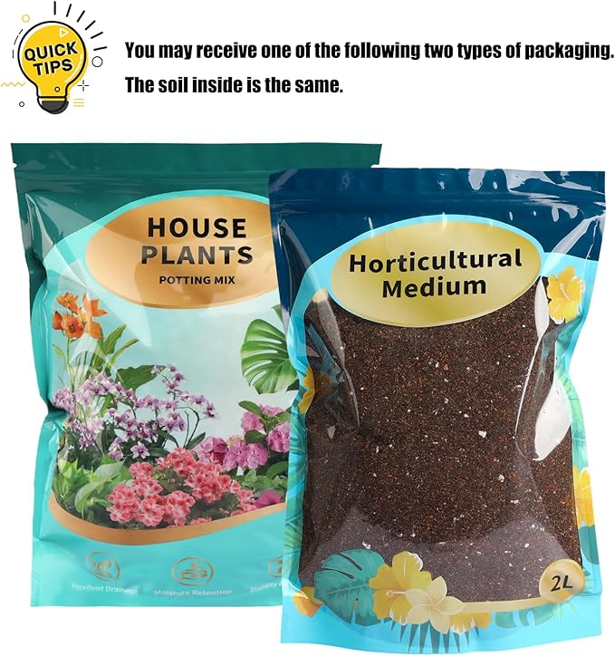Potting Soil Mix 2qt for Indoor Plants, Organic Houseplant Soil Well Draining Dirt Ready to Use, Fit for House Plant Like Pothos, Philodendron, Monstera, African Violet