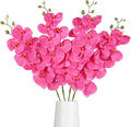 4PCS Faux Orchid Artificial Flowers, 35inch Long Stem Phalaenopsis Branches，Hot Pink Fake Orchid Flowers for Tall Vase Home Wedding Party Decoration (Hot Pink)