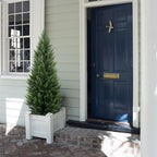 Artificial Topiary Cedar Trees 5FT Tall 2 Set, Outdoor Indoor Faux Pine Shrubs Plants, Realistic Fake Plants Front Porch Decor, Artificial Bushes Cypress for Home Front Door Offices