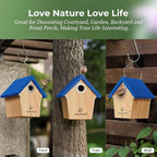 Kingsyard Wooden Wren House with Predator Guard, Bird Nesting for Outdoor, Garden Patio Nest Box Birdhouse for Wild Bird Watching, Royal Blue
