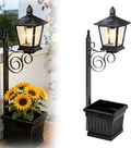 Outdoor Flower Pot 2-in-1 Solar Floor Lamp, 2-in-1 Solar Lamp Post with Planter, IP65 Waterproof Warm White Light, Auto On/Off, for Garden, Patio, Yard, Front Porch, Back Door (1PC)