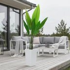 4.7FT Artificial Bird of Paradise Plant, Faux Banana Tree in White Tall Planter, Decorative Evergreen Tropical Floor Plant for Living Room, Entryway, Porch, Office