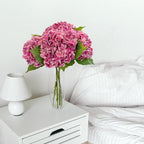 ZYTUYO 4 Pcs Real Touch Magenta Hydrangeas Artificial Flower 21 inches Realistic Faux Latex Hydrangeas Flower for Home Decor Kitchen Living Room Spring Table Wedding Xmas Arrangement