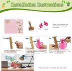 XXXFLOWER Plant Terrarium Propagation Station, Gifts for Mom Daughter Wife Plant Lover, Hydroponic Planter Bulb for Home Office Garden Decoration - 2 Pink Love Bulb Vase with Wooden Stand