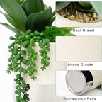 Hollyone Large Artificial Succulents Plants Faux Succulents 12" Fake Succulent Plants in Sliver Ceramic Pot Succulent Plant for Desk Modern Home Living Room Office Table Shelf Decor