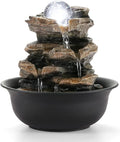 WICHEMI Tabletop Fountain Warer Fountains Indoor Waterfall Fountain Indoor Relaxing Water Feature Meditation Fountains with LED Light for Home Office Bedroom Decor (Style 5)