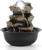 WICHEMI Tabletop Fountain Warer Fountains Indoor Waterfall Fountain Indoor Relaxing Water Feature Meditation Fountains with LED Light for Home Office Bedroom Decor (Style 5)