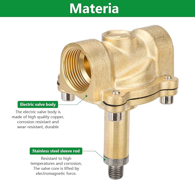 Wengart 3/4" Electric Solenoid Valve 110V AC, Brass Normally Closed (NC) Water Valve, Direct Acting for Zero Pressure Systems (0 PSI), High Flow Cv 7.6, Reliable Control for Water, Air, Gas & Oil