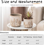 SURE YUESI for Mom from Daughter or Son, Set of 2 Ceramic Planters 4.7” & 5.7”, Vintage Brown Rustic Flower Pots Without Drainage Hole, Decorative Indoor Plant Pots for Home Decor, Living Room