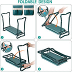 SUPER DEAL Folding Garden Kneeler and Seat with 2 Free Tool Pouches - EVA Foam Pad Protects Your Knees - Sturdy and Lightweight