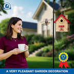 SISTERBIRD Wren Bird House, Premium Wooden Bird Houses for Outside, Classic Cabin Design Birdhouses for Outdoors, Hanging Bird House, Red-Breasted Nuthatch Wren Chickadee