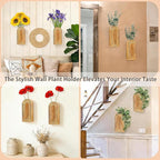 2 Pack Wooden Wall Vase Set, Hanging Planter For Indoor Plants & Flowers, Brown Finish Modern Farmhouse & Wall Decor For Entryway For Living Room Bedroom Bathroom Patio