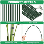 20pcs 15.7" Plant Stakes with 30pcs Clips, Bendable Orchid Stakes and Clips Set Support Tall for Indoor/Outdoor Plants,Potted Plants,Single Stem Vines Flower Plant Support Sticks for Orchid Rose Peony
