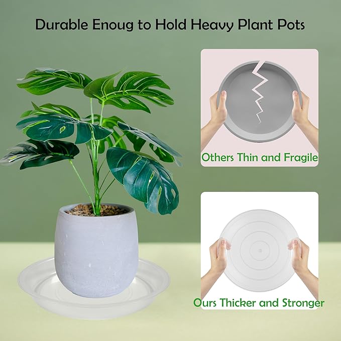 4 Pack 14 Inch Round Plant Saucers for Less 12 Inch Pot Indoors Outdoors Plant Trays for Pots Planter Saucer Plastic Drip Tray Planter Water Tray (Clear, 13.8"(4pcs))