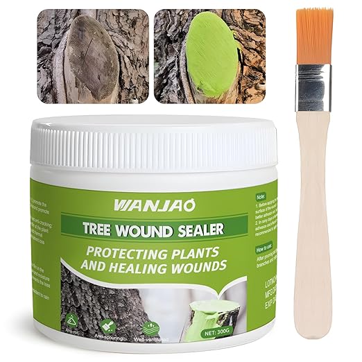 Tree Wound Sealer, 300g Pruning Sealer, Grafting Wax with Brush Tree Trunk Paint Protection Rapidly Form Protective Film for Damaged Trees Bark Repair Pruning Seal Fruit Tree Maintenance, Green