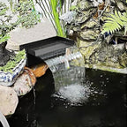 Pool Fountain,Acrylic Waterfall Spillway Pond Fountain,Includes Waterfall Box,Filter Media,Pipe Connector,12 Inches Black Pool Water Feature for Garden Patio,Backyard Koi Pond Decor
