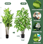 Artificial Golden Dieffenbachia 4ft Tall Artificial Plants Indoor Decorative Silk Plants Potted Faux Tropical Tree Lifelike House Floor Large Fake Tree for Home Living Room