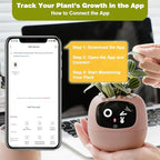 Smart Planter with App Control, Self-Watering AI Plant Pot with LCD Display, Interactive Desk Plant Companion for 100+ Plants, Smart Indoor Planter with Pomodoro Timer,80ml Reservoir,Calendar-Pink