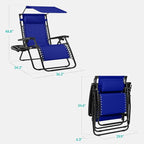 Best Choice Products 30” Wide Folding Zero Gravity Outdoor Recliner Patio Lounge Chair w/Adjustable Canopy Shade, Headrest, Side Accessory Tray - Cobalt Blue