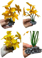 JGbaby Artificial Aquarium Plants,Fish Tank Decorations Betta Leaf Hammock 7in Realistic Silk & Plastic Plants, Hideout Decor for Betta. Goldfish,Reptiles,Small Tanks (Yellow Type-A)