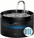 Cat Water Fountain Pet Fountain: 67oz/2L Cat Water Dispenser - Black Pet Dispenser - Faucet Dog Bowl - with 6 Filters + 3 Sponges - GIOTOHUN