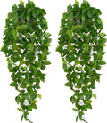 Waipfaru Fake Hanging Plants, 2pcs Artificial Potted Plant, Faux Ivy Pothos Vines Greenery for Wall Home Bedroom Living Room Aesthetic Kitchen Office Aesthetic Kitchen Indoor Outdoor Decor